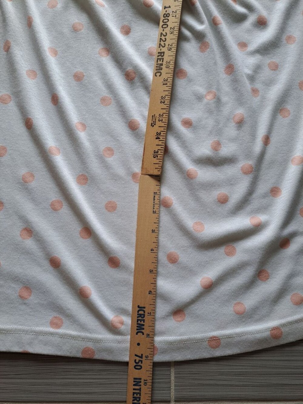 Vintage Polka Dot Wrap Dress Size 12  Accentuette USA Cotton Peach Cream Cottage - Picture 13 of 13